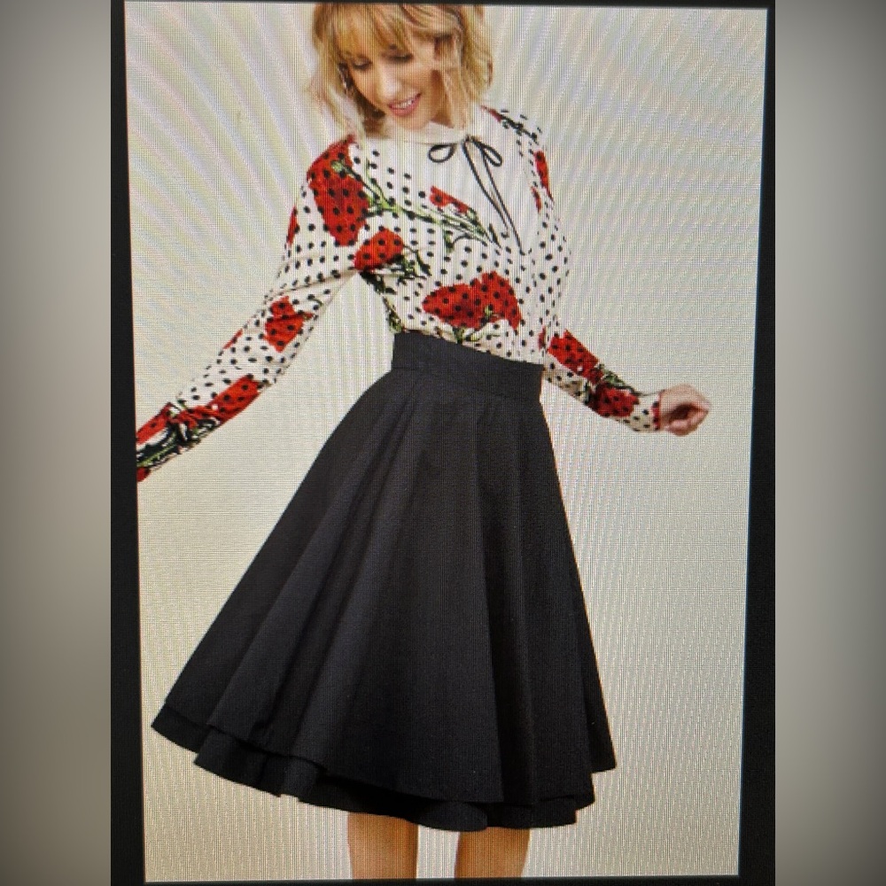 ModCloth black sateen layered circle skirt